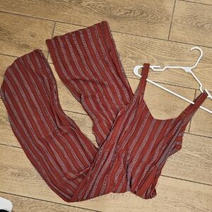 American Eagle Rust Striped Jumpsuit